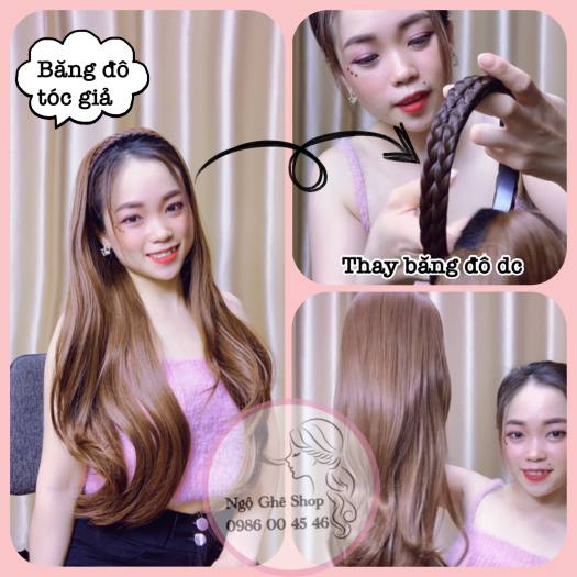 Băng đô bính kèm tóc giả tự nhiên, nhẹ đầu, thoải mái, sử dụng dễ dàng