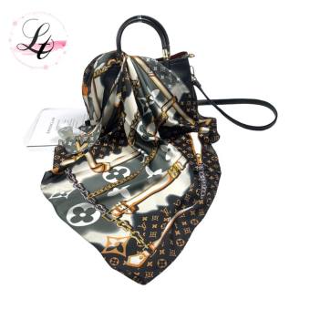 Khăn Lụa Vuông lv Khăn Quàng Cổ Khăn Thắt Nơ Quấn Túi Màu Đen Cao Cấp Linh Tây- Siêu Mềm Mịn