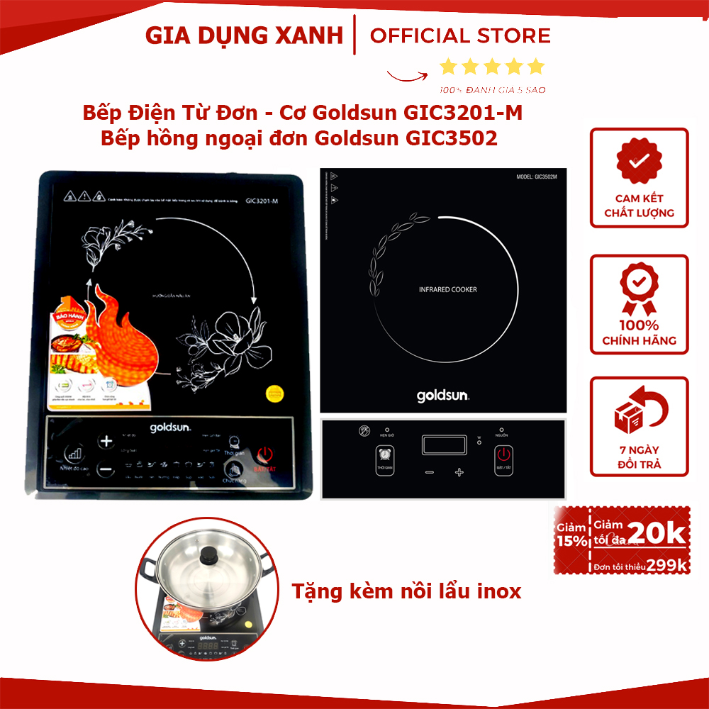 Bếp điện từ đơn-cơ goldsun gic3201-m , bếp hồng ngoại đơn goldsun gif3500-m , tiết kiệm điện năng, bảo hành 12 tháng, mua ngay!