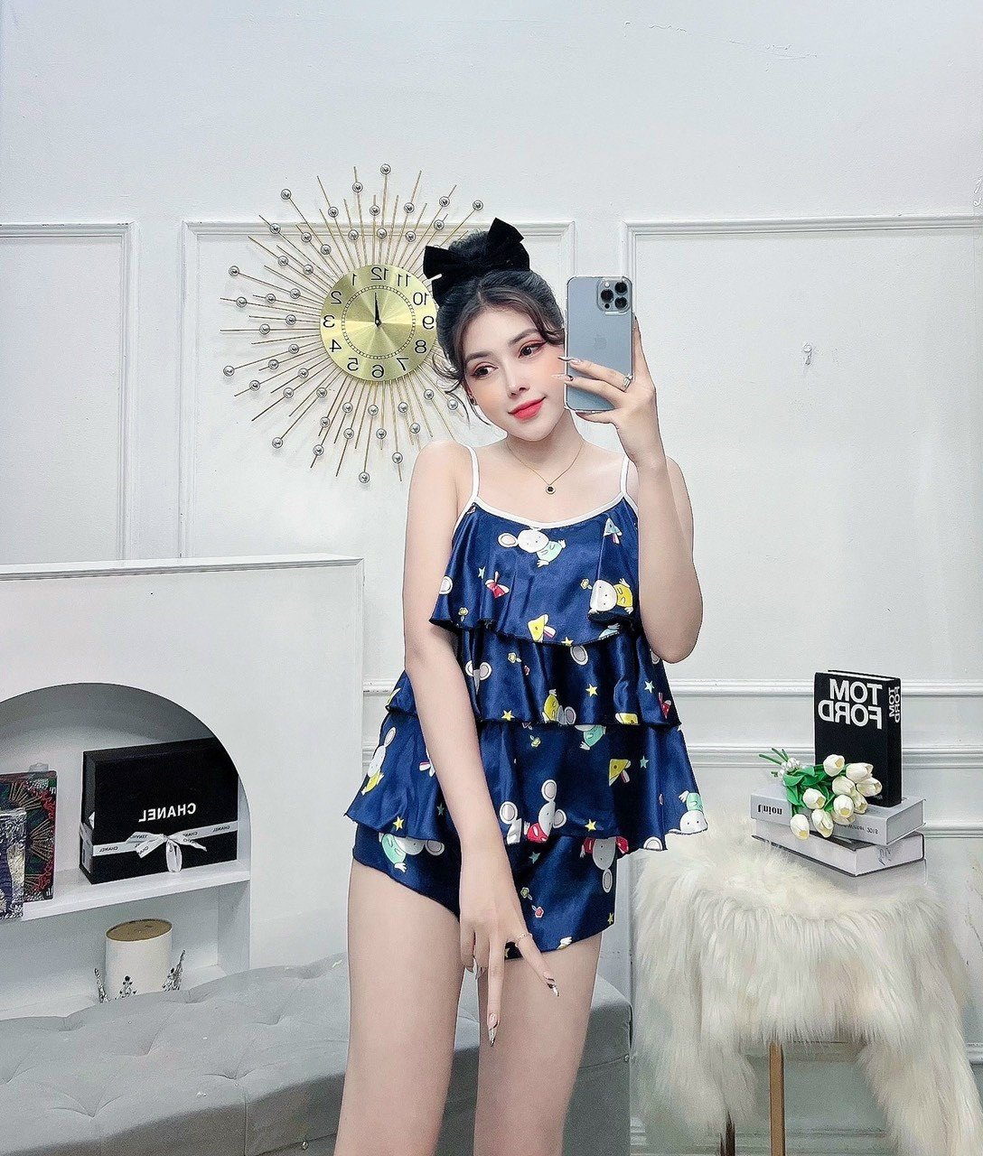 Bộ đồ đùi 2 dây phối tầng xinh quá
