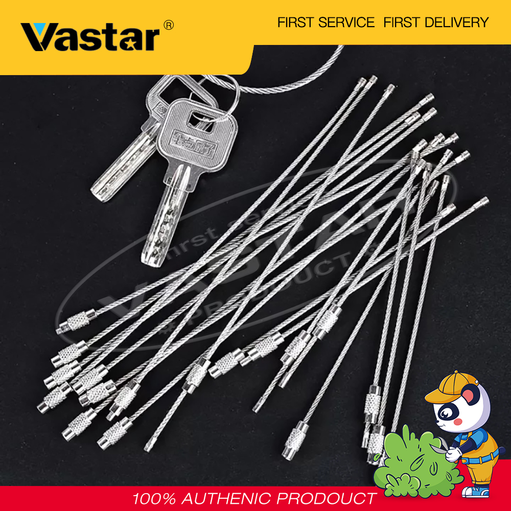 Vastar 10 Cm/15 Cm/20 Cm 10Pcs EDC Dây Inox Móc Tròn Treo Chìa Khóa Chìa Khóa Móc Chìa Khóa Vòng Tròn Cáp Dây Vòng Trại Ngoài Trời Thẻ Hành Lý Khóa Vít Tiện Ích