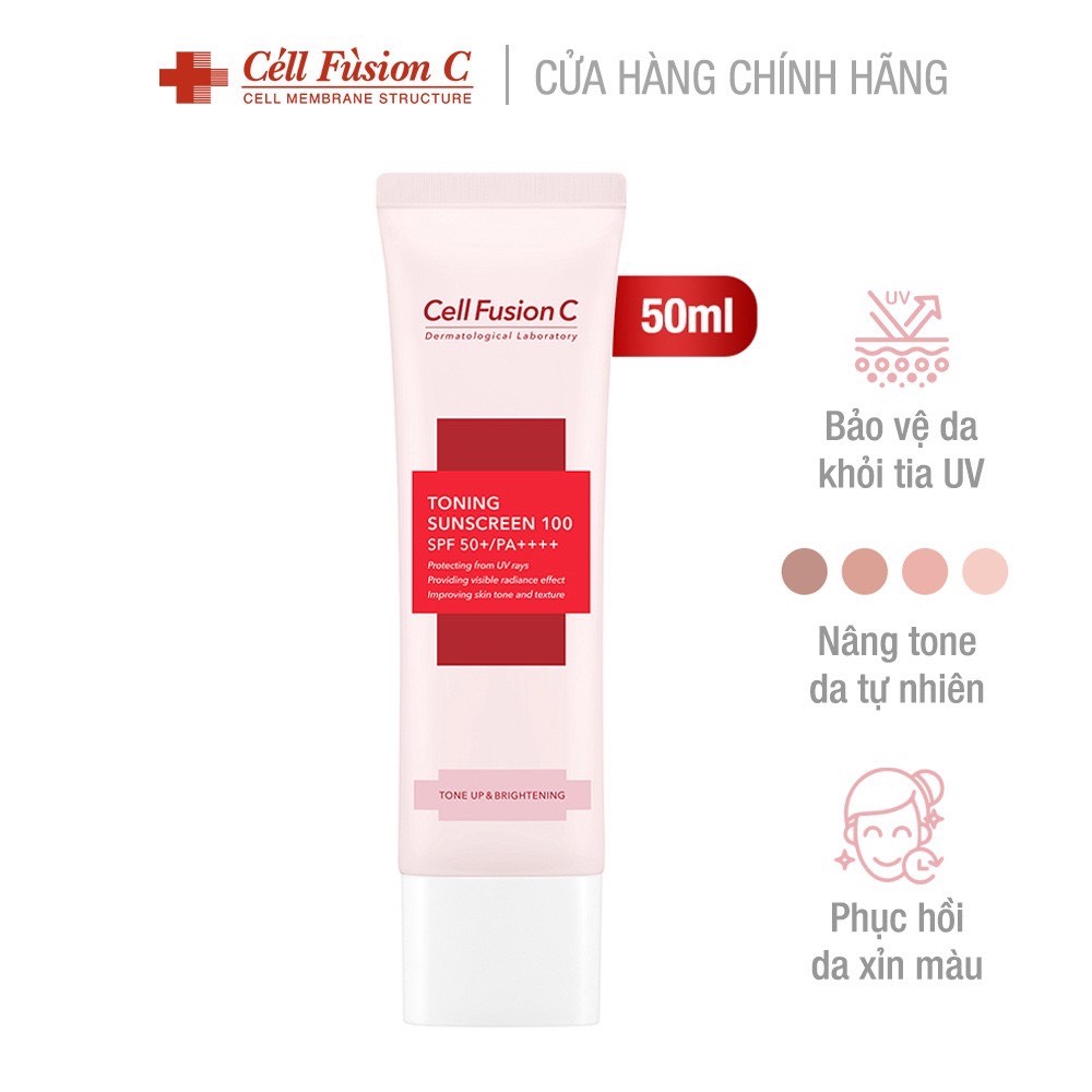 Kem chống nắng Cell Fusion C Toning Sunscreen chính hãng 100 SPF50+/PA+++ nâng tông da trắng hồng