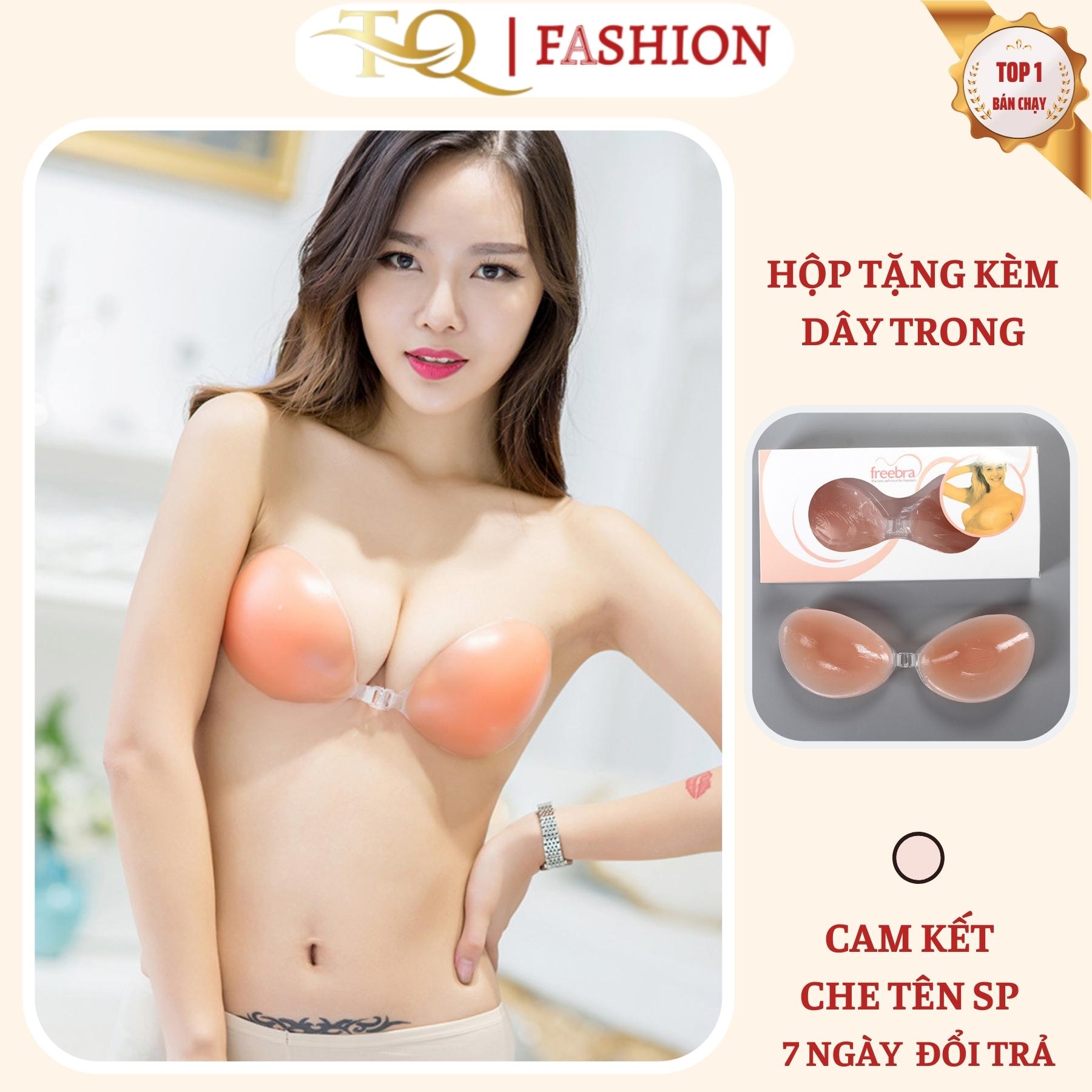 Áo ngực dán silicon free bra có dây chống tụt áo bra dán ngực cài trước siêu nâng ngực, áo dán silicon đệm dày có tặng kèm dây áo trong suốt TQ Fashion