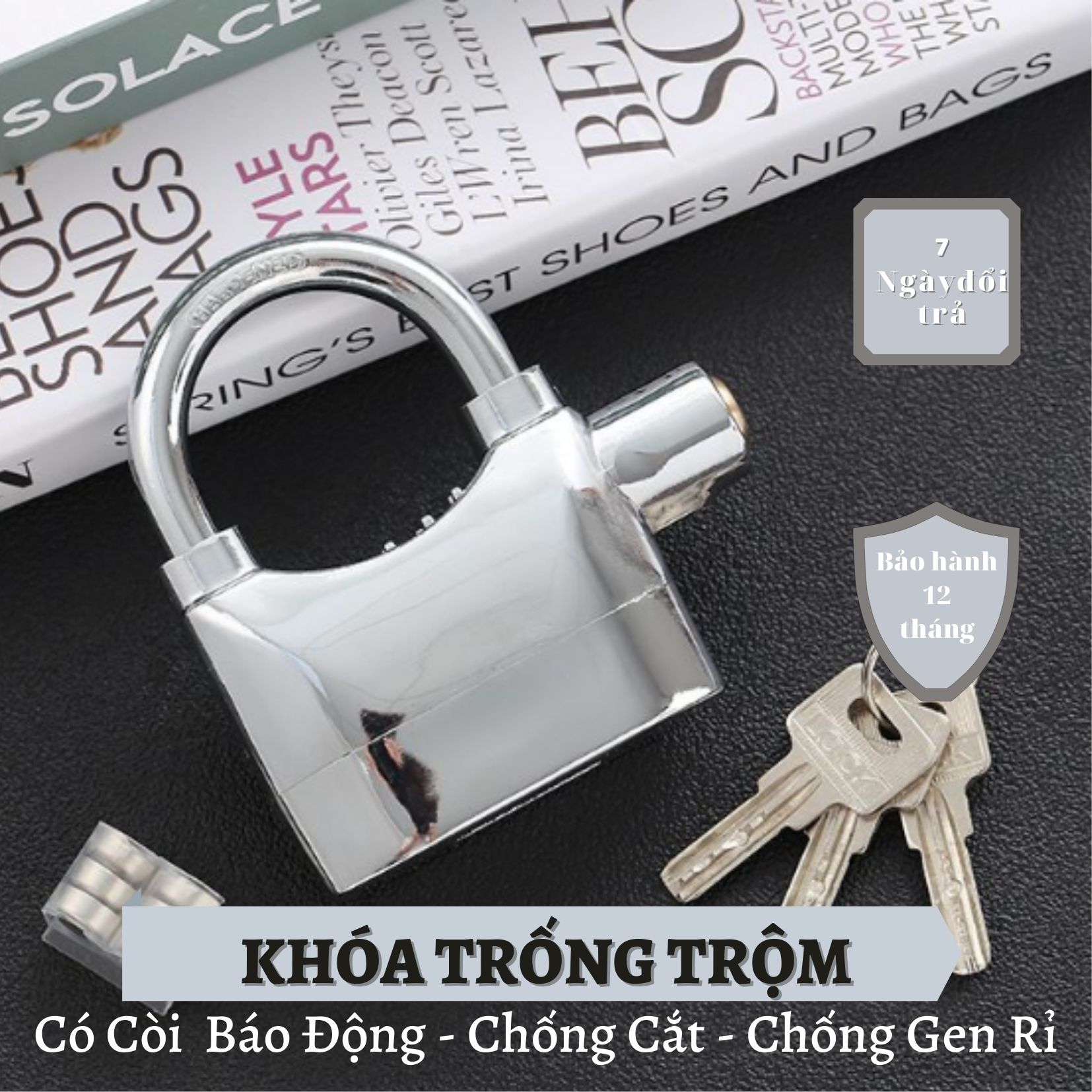 Ổ khóa báo động chống trộm Kinbar CT02 thông minh – Chống chìa khóa vạn năng, cắt trộm, hú báo động khi có tác động chạm vào khóa