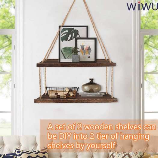 INSOUND Kệ Nổi Treo Xích Đu Bằng Gỗ Kệ Gỗ Trang Trí Nhà Gắn Tường Kệ Chậu Hoa Cây Kệ Trang Trí Trưng Bày Nổi Giá Treo Tường