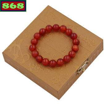 Vòng chuỗi đeo tay đá vân rồng đỏ 10 ly 18 hạt kèm hộp gỗ VRD10