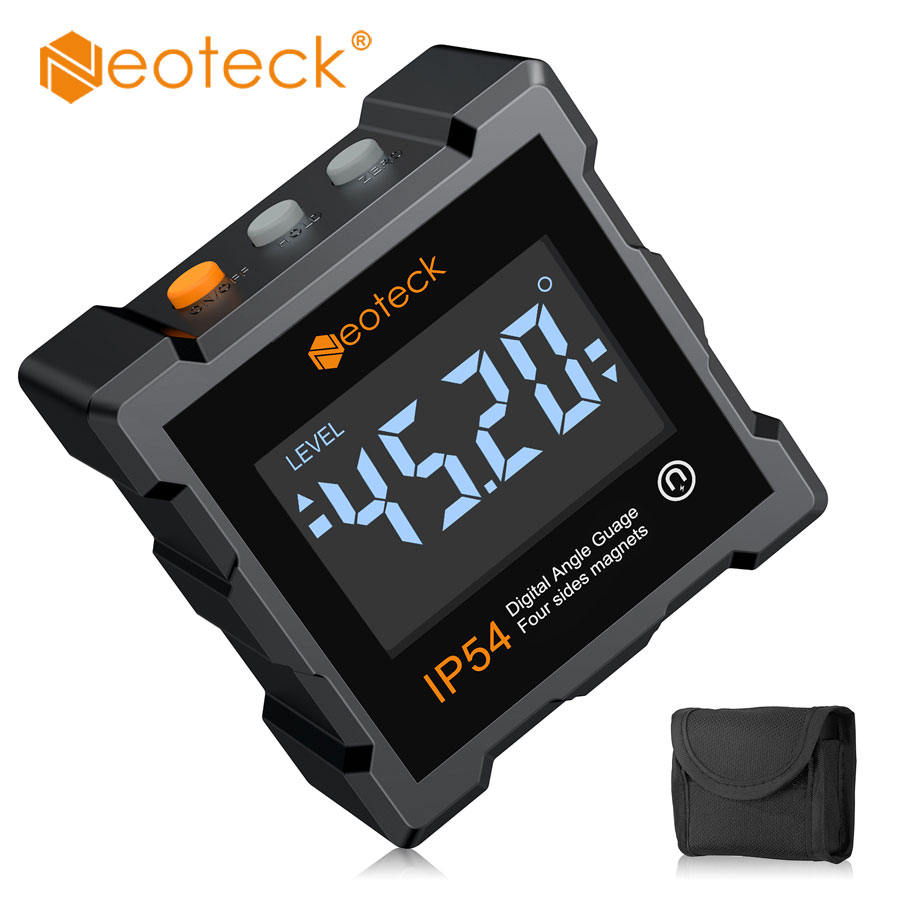 Neoteck thước đo góc kỹ thuật số chống nước thước đo góc thước đo góc thước đo góc thước đo độ nghiêng có đèn nền từ tính màu đen
