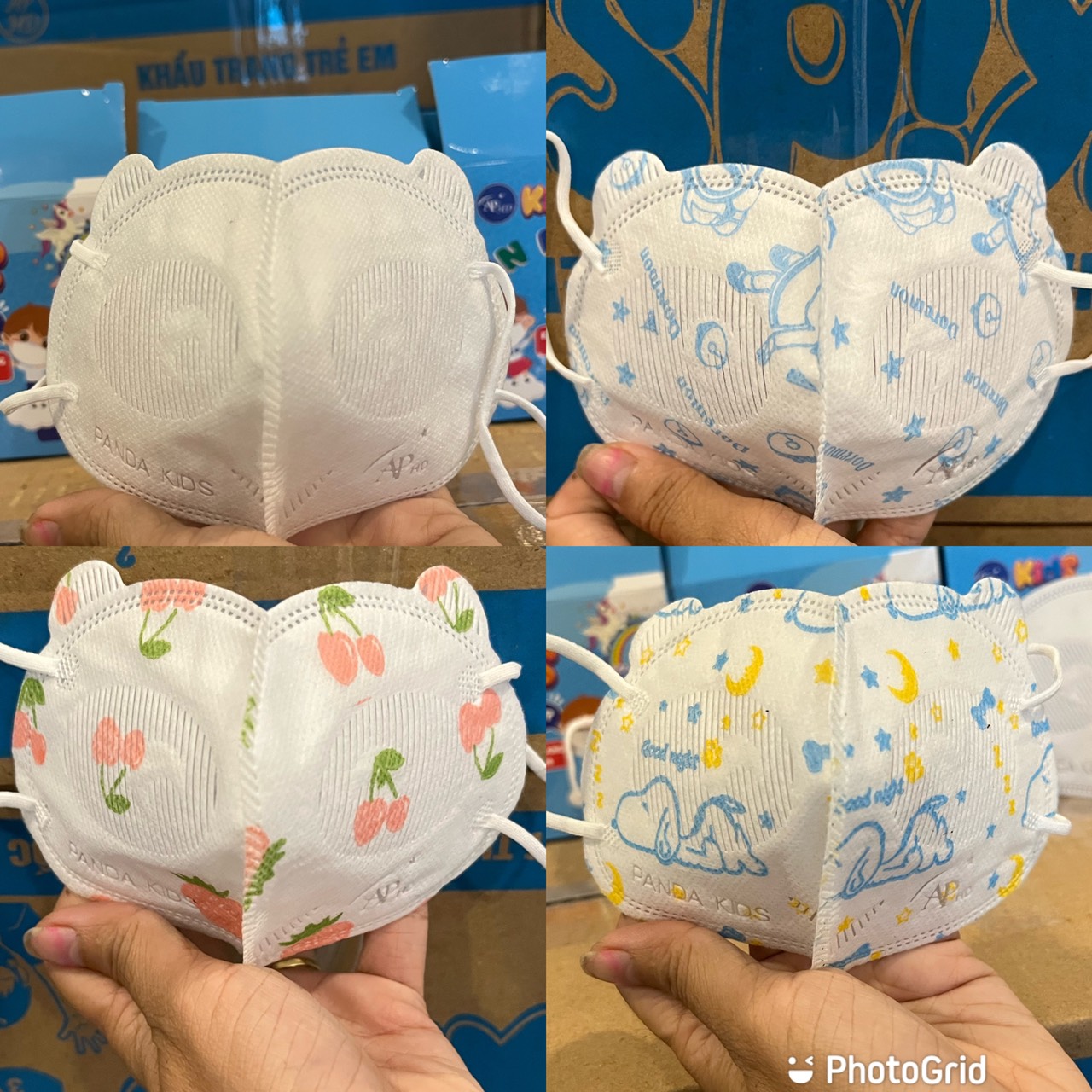 Hộp 20 Khẩu trang mặt gấu mầm chồi lá cho bé 0-5 tuổi