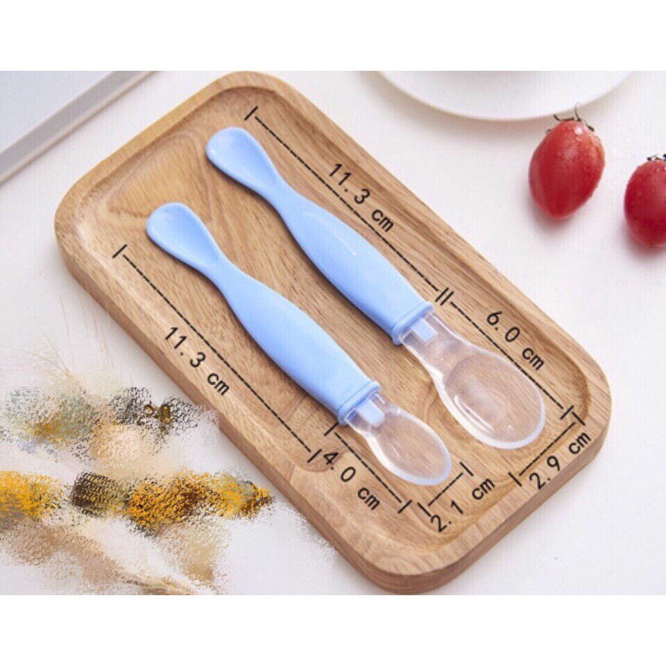 Set 2 thìa silicon 2 đầu cho bé ăn dặm
