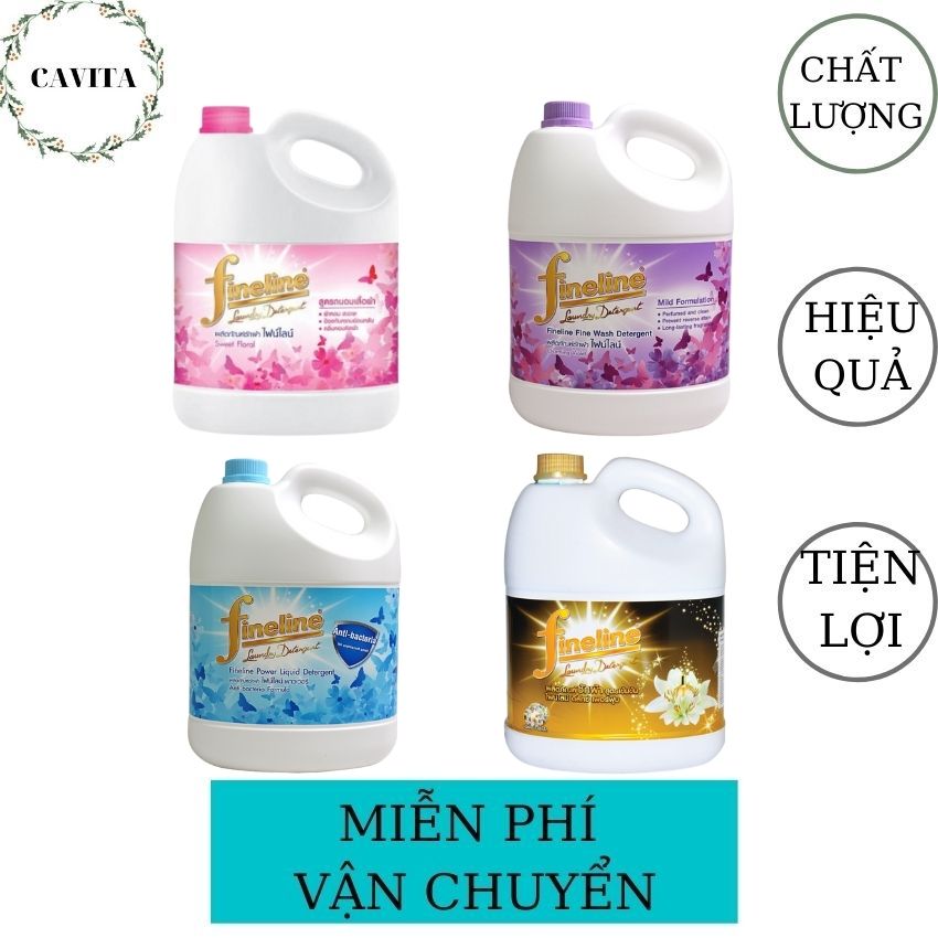 [FreeShip] Nước Giặt Xả Fineline 3000ml Thái Lan CAVITA giúp giặt sạch các vết bẩn cứng đầu, làm mềm sợi vải
