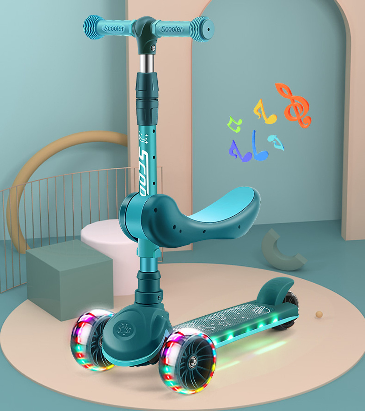 Xe trượt scoter 3 bánh cao cấp,có nhạc, bánh xe phát sáng,xe trượt scooter vinbuy 3 bánh có nhạc, đèn phát sáng, bánh xe cao cấp 5cm, xe trượt chịu lực 100kg.