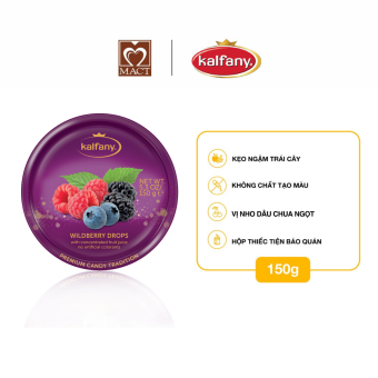 Kẹo ngậm trái cây KALFANY - Vị Nho dâu - hộp thiếc 150g