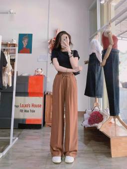 Quần suông vải tuyết mưa phom 40-60kg lưng thun có kèm đai siêu hot.