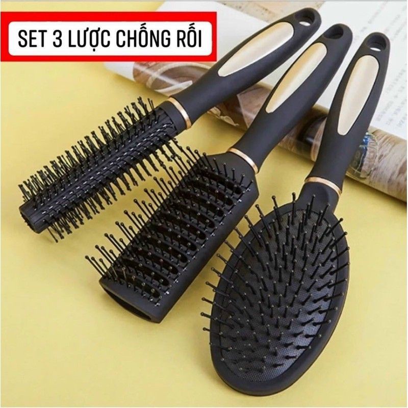 Set 3 lược chống rối, set 3 lược đa năng lược chống rối tóc tạo kiểu siêu đẹp tiện lợi chuyên dụng gỡ rối là nhanh khô tóc bảo vệ tóc