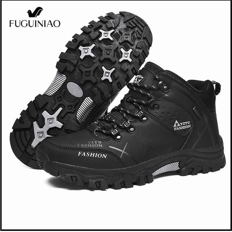 Fuguiniao 2022 New Winter Casual Fishing Waterproof Shoes Mens Boots Camping Climbing Plus Size Anti-Slip Rubber Wear-Resistant Hiking Shoes（Free Sjipping） ราคา 626 บาท*ส่งฟรี