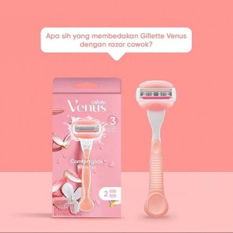 Dao cạo lông vùng kín cho nữ Gillette Venus Comfort Glide White Tea gồm 1 thân và 2 lưỡi dao