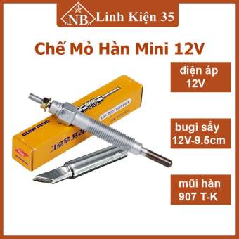 Bộ chế mỏ hàn mini bằng bugi sấy 12V cực chất ( gồm 1 bugi sấy dài và 1 mũi hàn 907 T-K )