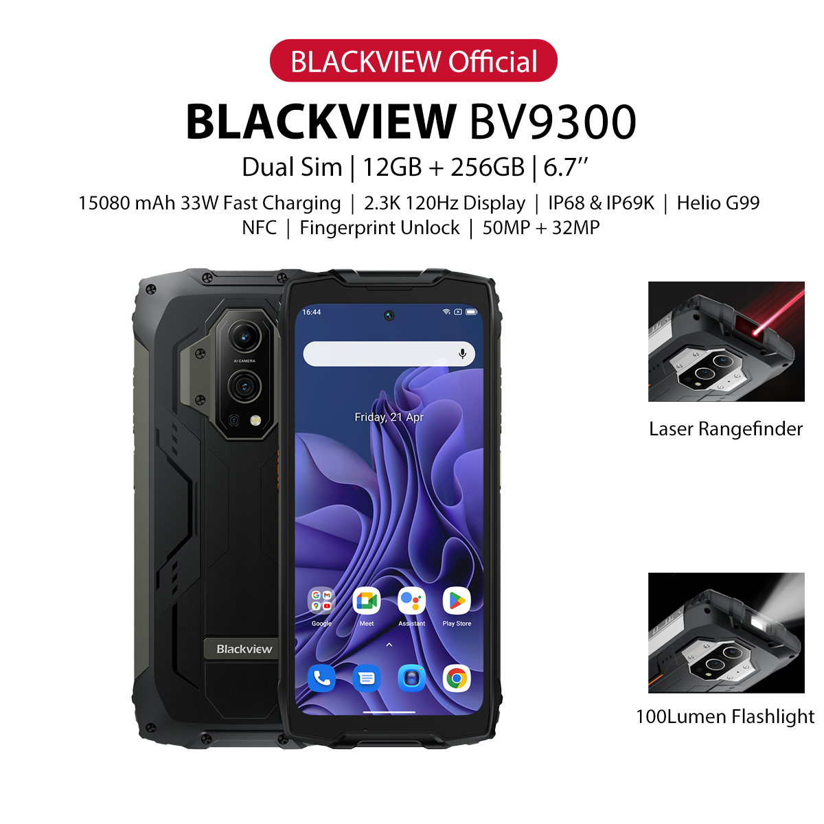 Blackview BV9300 12GB/256GB Laser Rangefinder Green - Smartphone