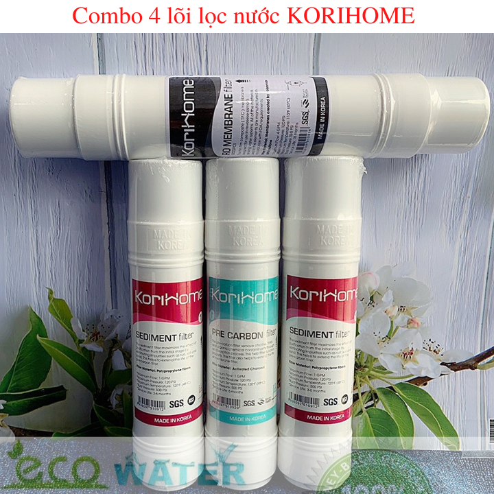Combo 4 lõi lọc nước korihome , bộ 4 lõi lọc nước korihome , màng lọc nước korihome , bộ lõi 1 2 3 korihome , lõi lọc nước korihome