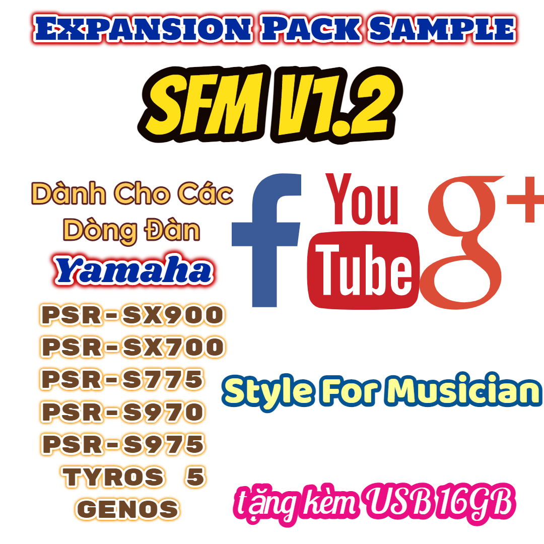 Bộ Sample V1 SFM dành cho các dòng đàn Yamaha Keyboard PSR-SX900 SX700 Genos Tyros 5 S970 S(75 S775 S770 A3000 A5000 tặng kèm USB 16GB