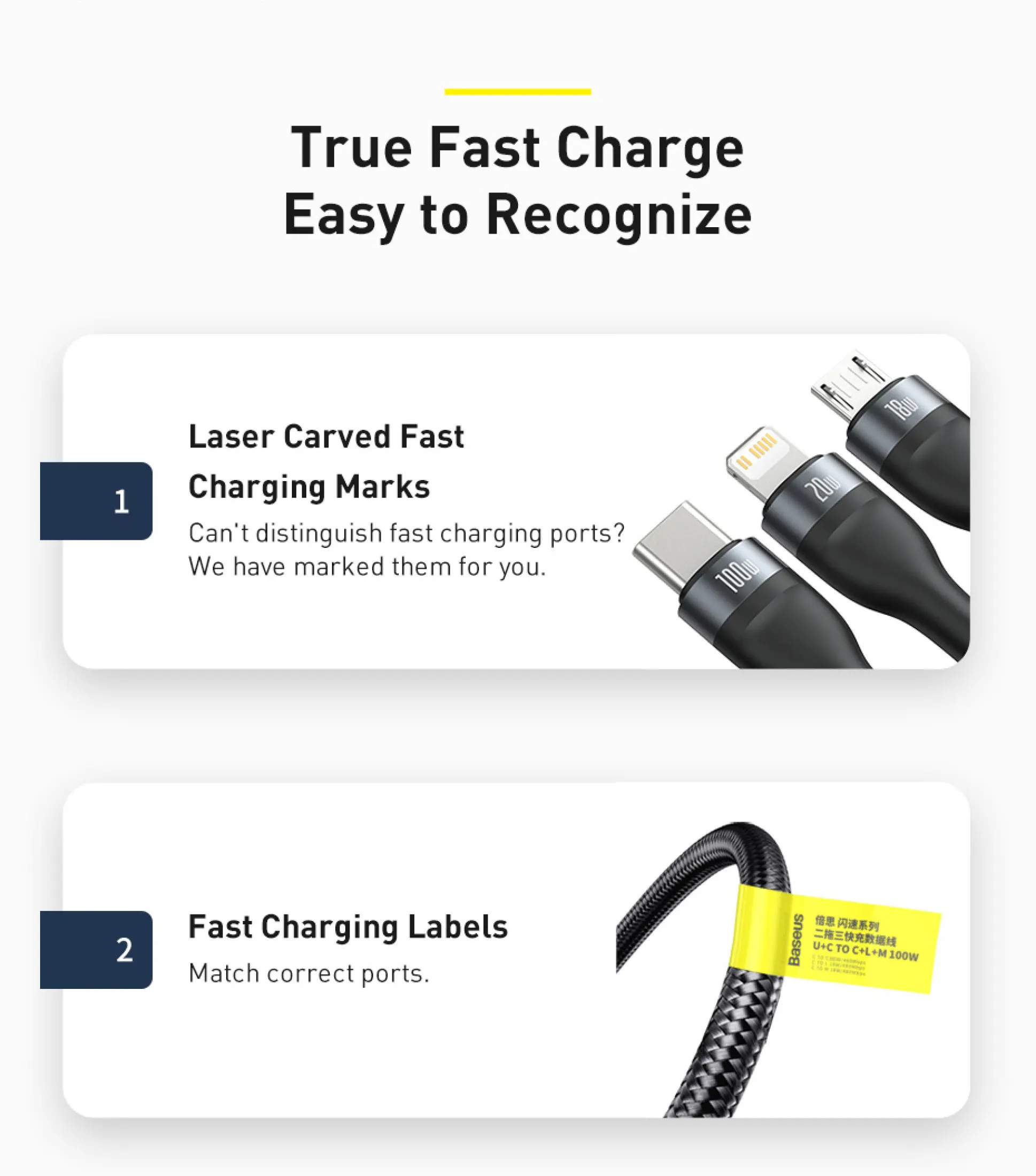 Baseus Flash Two-For-Three Fast Charging 100W Data Cable 1.2m