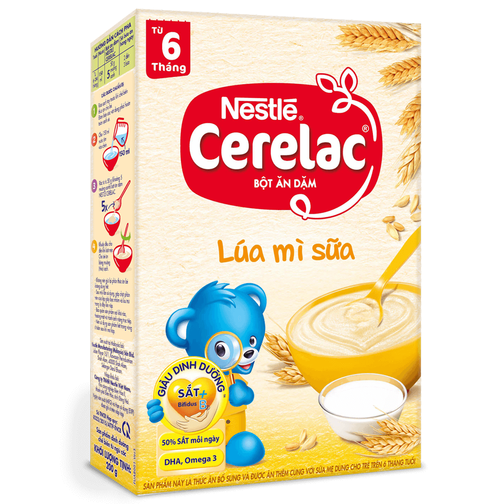 [HCM] Bột Ăn Dặm Nestle Cerelac vị lúa mì sữa 200g