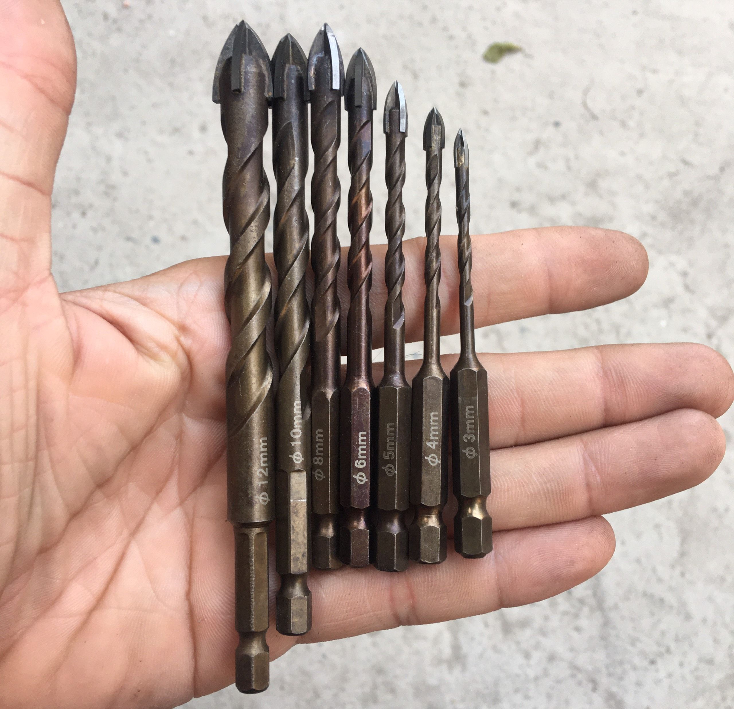 [Nhiều Size]Mũi Khoan Đa Năng ( Gạch Men, Kính, Tường ) _ Đầu 4 Cạnh _ Thân Xoắn