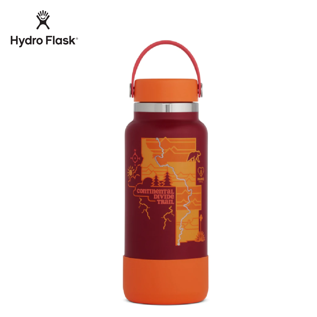 Bình giữ nhiệt Hydro Flask Limited Edition Scenic Trails Wide Mouth Water Bottle 32 fl. oz - Rhubard