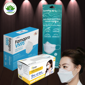 Khẩu trang y tế kháng khuẩn 4 lớp, N95 , 3D Famapro