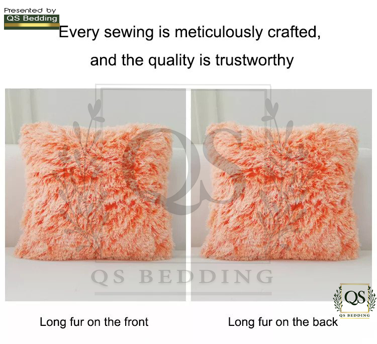 QS Decorative Sofa LongFur Throw Plush Cushion Plush Throw Cover