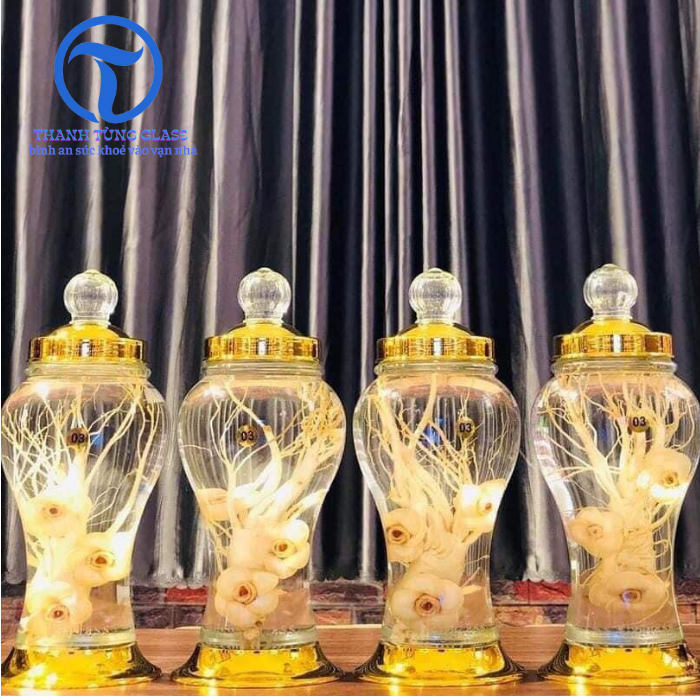 Bình ngâm rươu sâm thuỷ tinh phú hoà 3 lít không van