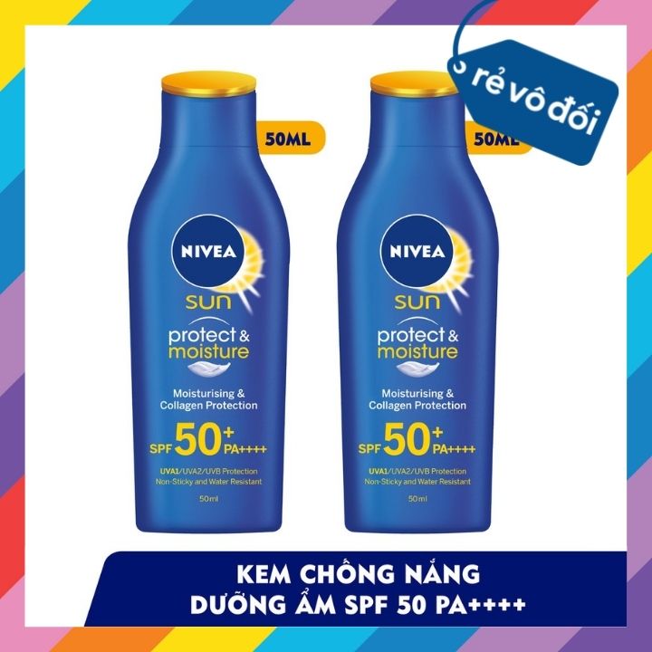 Combo 2 Kem Chống Nắng Và Dưỡng Ẩm Toàn Thân Nivea SPF50 PA++ (chai 50ml x 2) - Thái Lan