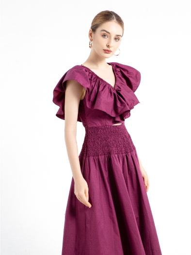 ĐẦM XÒE MAXI CHUN CỔ BÈO NHÚN D.CHIC MS: 2812888