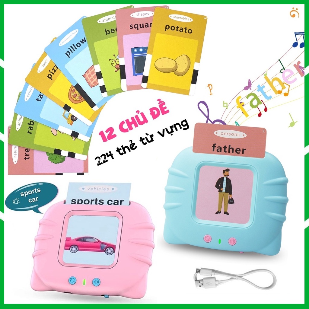Máy Đọc Thẻ Song Ngữ Anh - Việt Giúp Bé Tăng Khả Năng Nghe Và Nhận Biết - 112 Thẻ Tương Đương 224 Từ Vựng Và 12 Chủ Đề Giúp Bé Học Tiếng Anh Dễ Dàng Hơn.