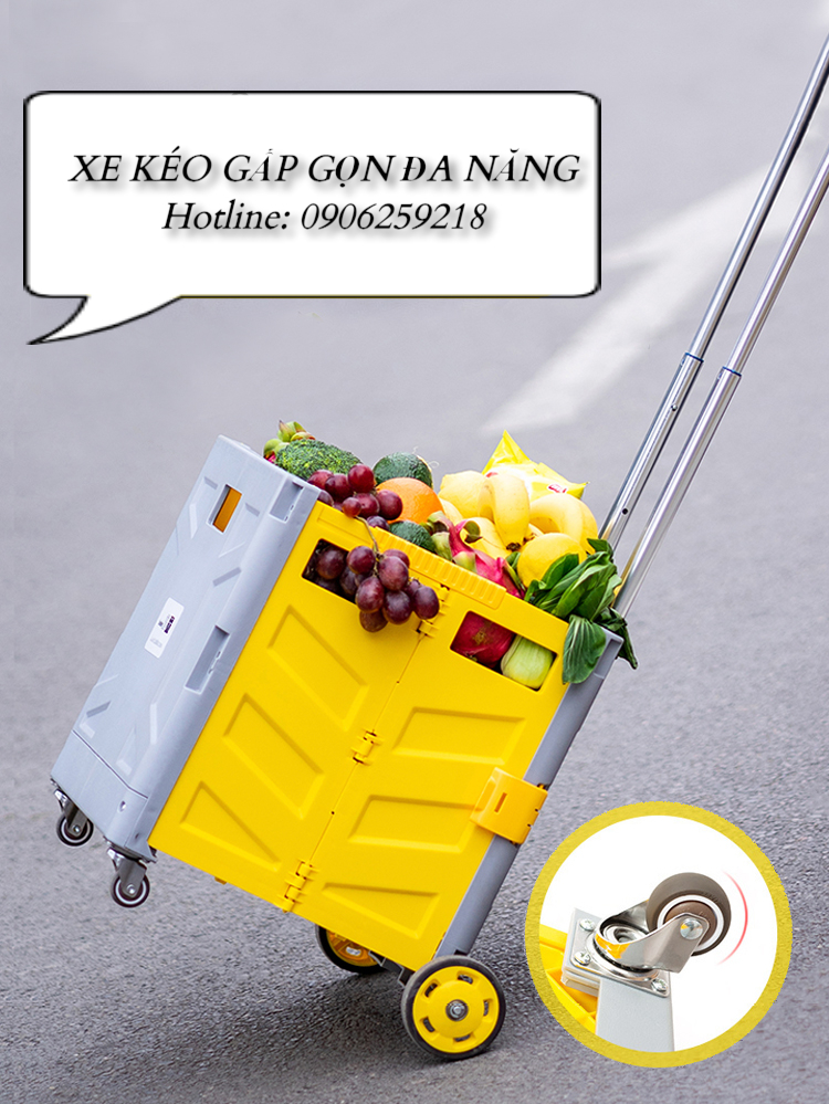 Xe kéo đi chợ-xe kéo đa năng 4 bánh - xe kéo đẩy hàng gấp gọn đa năng