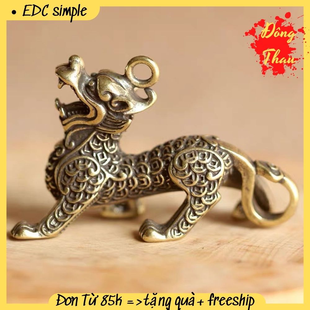 Tượng tỳ hưu mini bằng đồng thau , móc khoá tỳ hưu chiêu tài lộc may mắn