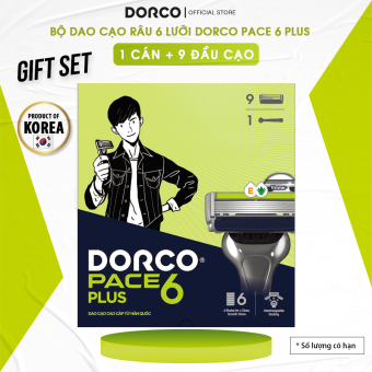 Bộ Dao Cạo Râu 6 Lưỡi Dorco Pace 6 Plus 1 Cán 9 Đầu Cạo Làm Quà Tặng