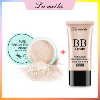 Kem nền trang điểm Lameila BB Cream Moisturing + Phấn phủ giúp trang điểm tự nhiên và kiểm soát dầu