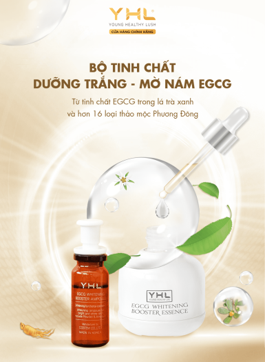 Bộ tinh chất dưỡng da chuyên sâu YHL cho các nàng ,dưỡng trắng, tinh chất EGCGYHL EGCG Whitening Booster Essence 30ml và YHL EGCG Whitening Booster Ampoule 10ml x 4 lọ Hàn Quốc