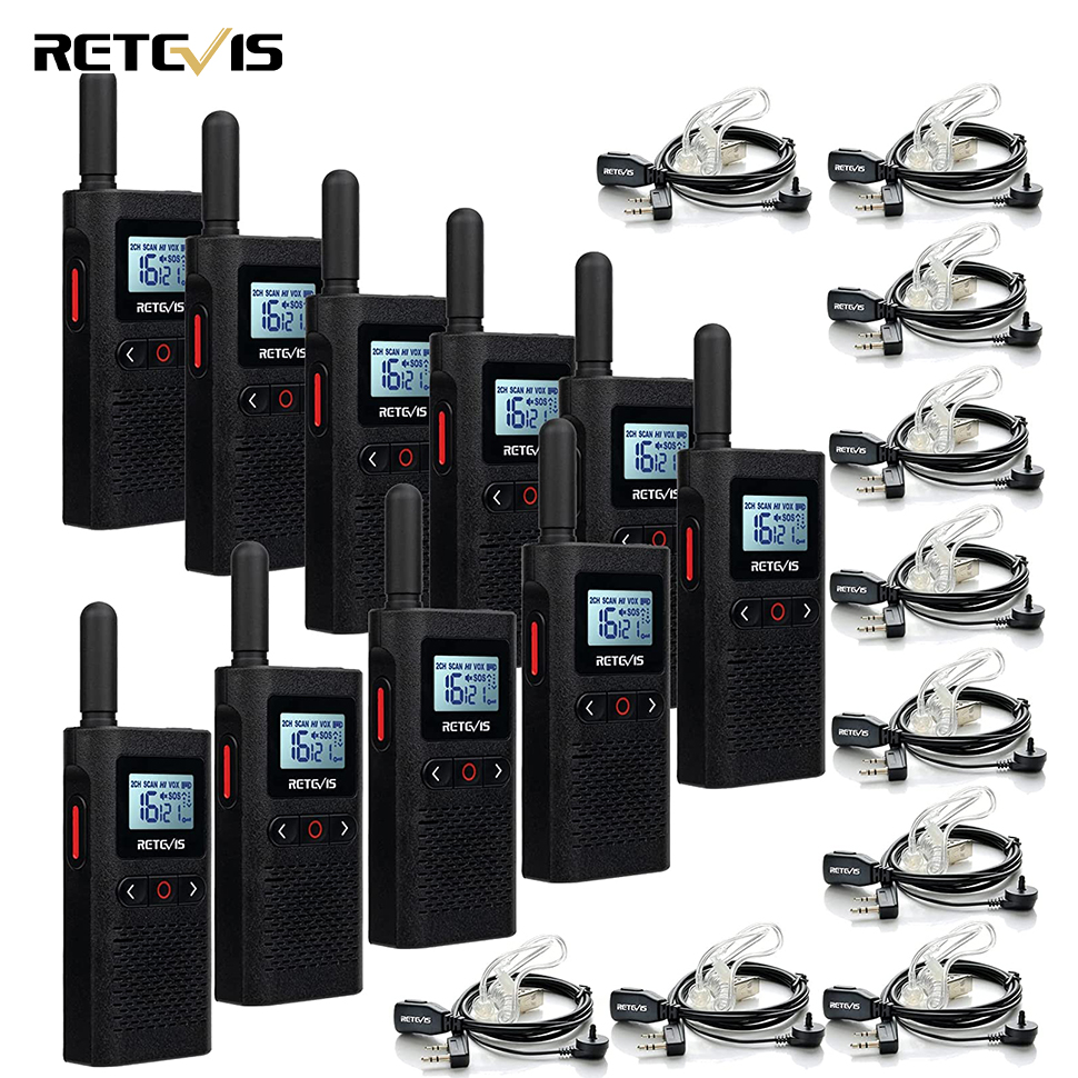 Retevis RB628 Two Way Radio for Adults, PMR446 License Free, Mini Two Way Radio Rechargeable 1500mAh, LCD Screen VOX, Professional Two Way Radios with Headset for School, Hotel (10Pcs, Black) ราคา 9,979 บาท*ส่งฟรี