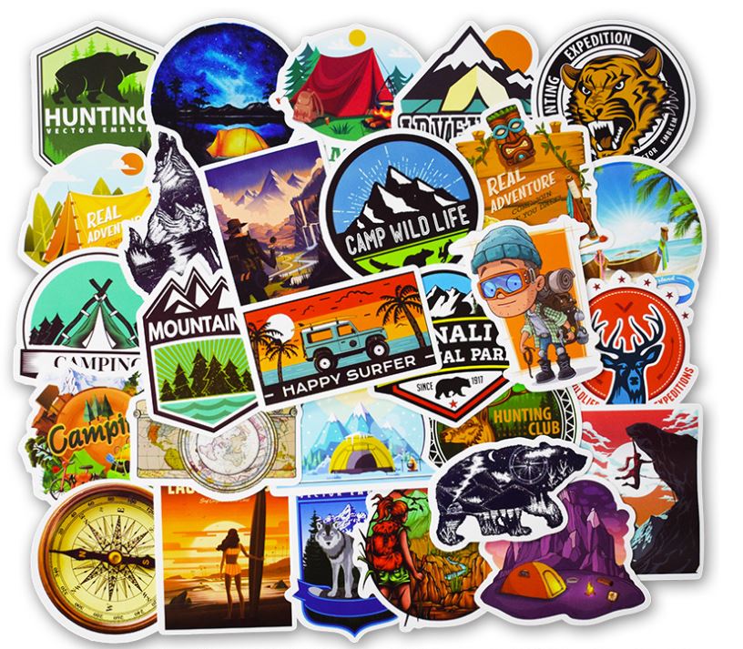 Sticker chủ đề camping hình dán trang trí phượt du lịch