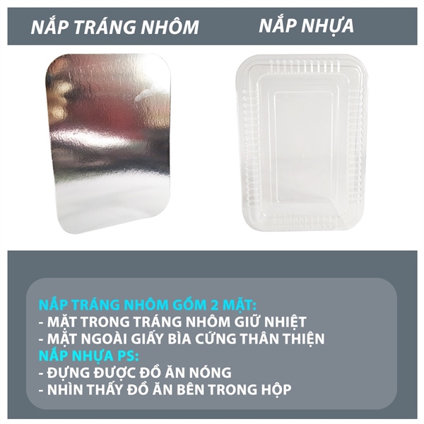 Set 10 Khay Giấy Bạc Chữ Nhật Có Nắp, Hộp Giữ Nhiệt Dùng Được Cho Lò Nướng