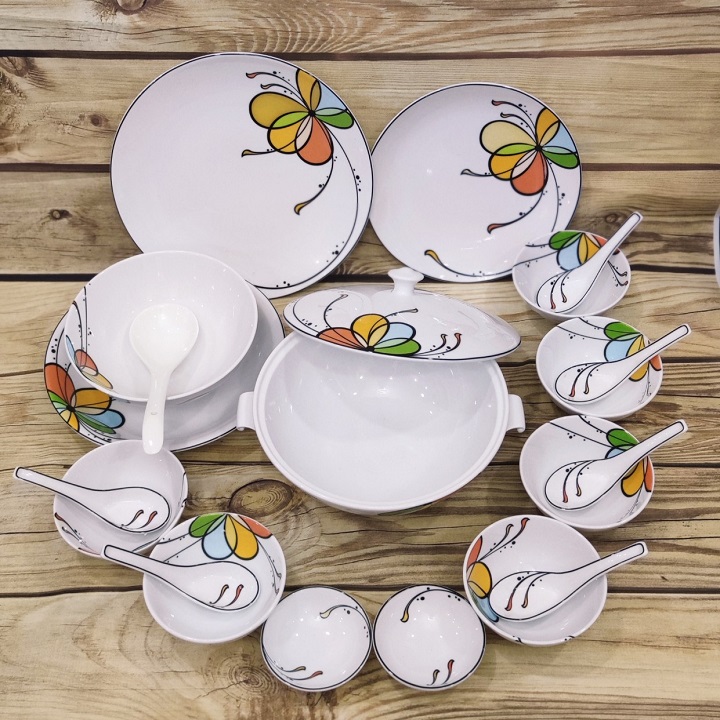 Bộ chén tô dĩa sứ Minh Long Daisy Bóng Bay - bộ chén tô dĩa sứ Minh Long