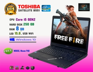 สินค้า โน๊ตบุ๊ค Notebook Toshiba Core i5 Ram 8 GB (GTAV, Fifa4, ROV, PUBG Lite, Freefire, Sim4 ทดสอบแล้วเล่นได้ครับ)
