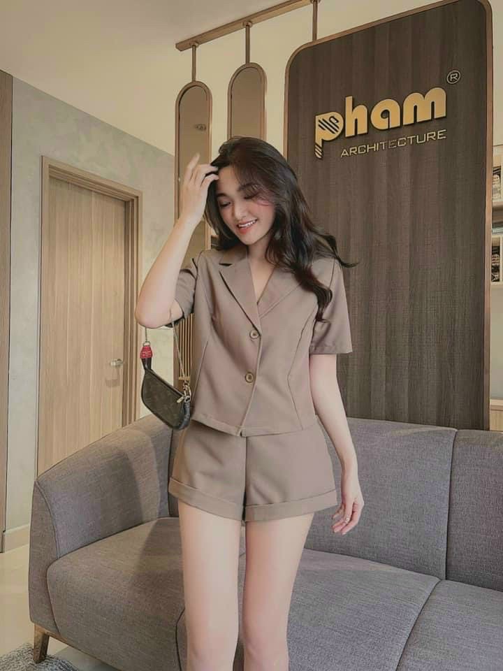 Sét Bộ Áo Lửng Vest Chân Váy, Set quần áo Vest Ngắn,set vest cao cấp xếp ly thân áo trẻ trung, thanh lịch