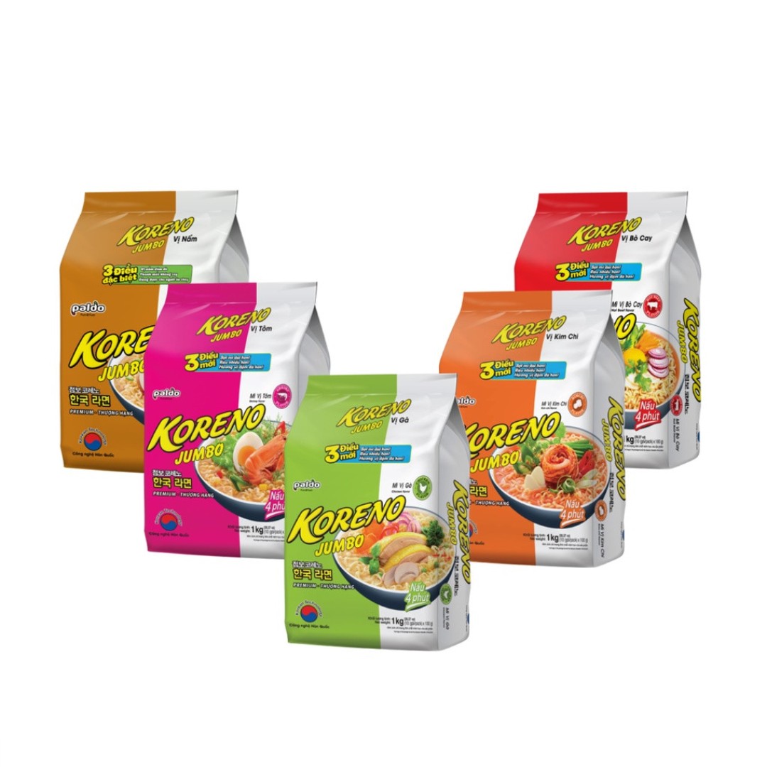 - mì koreno jumbo kimchi túi 1kg - mì hàn quốc koreno jumbo 5 hương vị