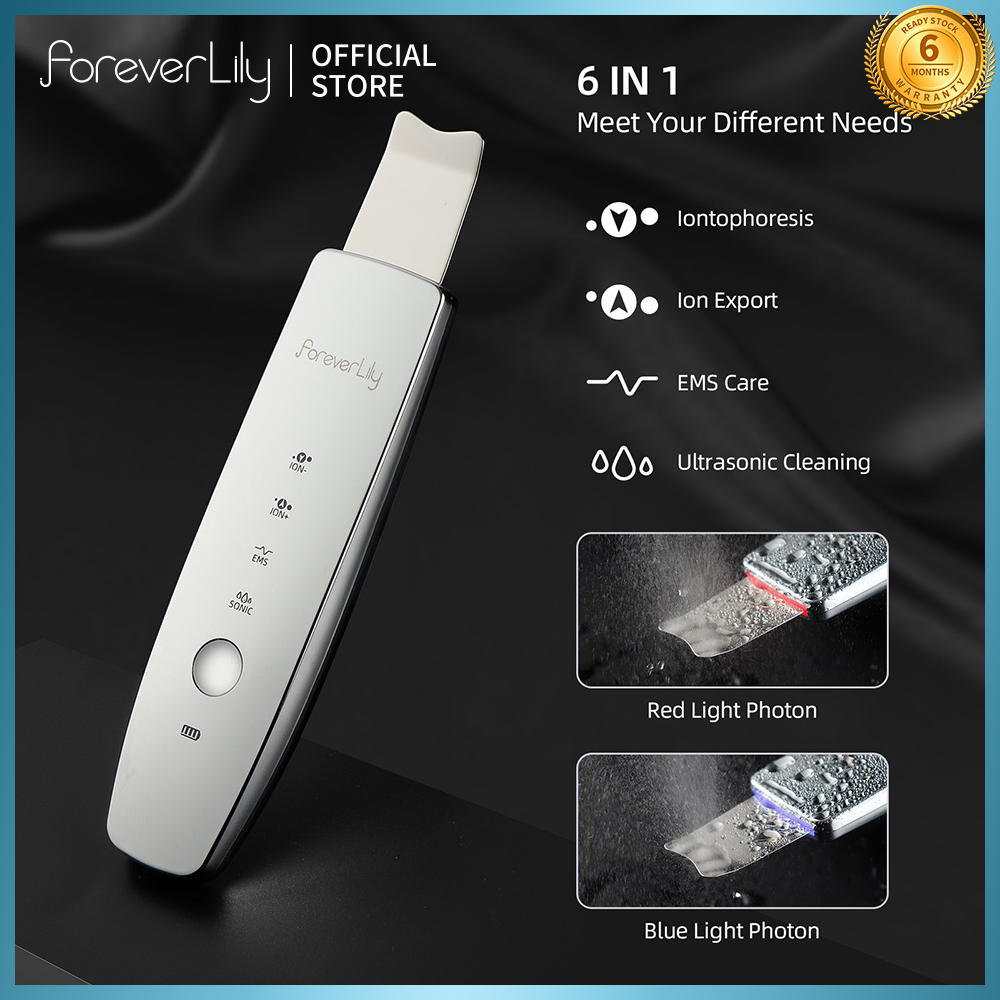 foreverlily Máy Chà Da Mặt EMS Máy Mát Xa Làm Sạch Mụn Đầu Đen Bằng Sóng Siêu Âm Ion Xung Máy Mát Xa Làm Căng Da Nâng Cơ Mặt Photon