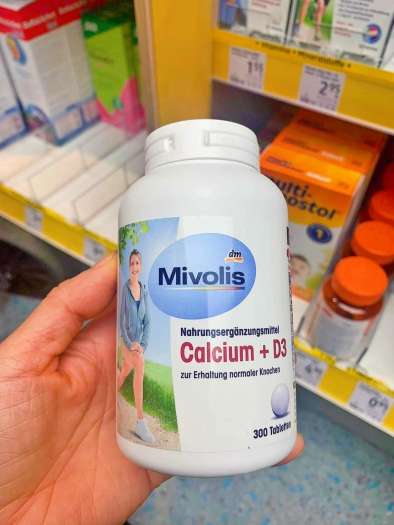 Viên uống bổ sung Canxi - Mivolis Calcium + D3 Lọ 300 viên Nội Địa Đức