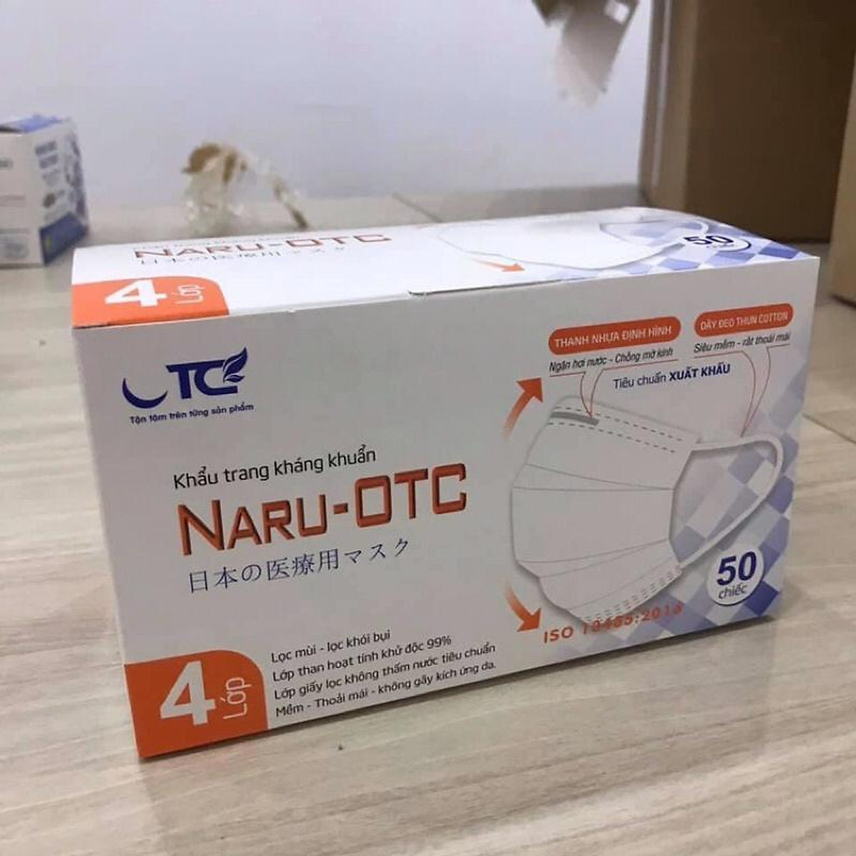 Khẩu trang y tế hộp 50 chiếc khẩu trang naru-otc chính hãng 4 lớp kháng khuẩn lọc khói bụi độc hại
