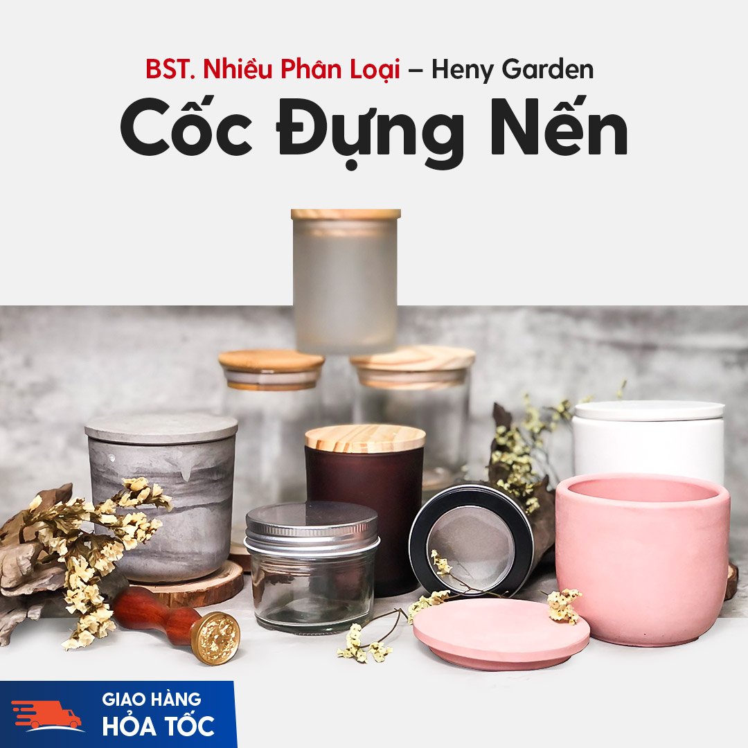 Cốc Đựng Nến Làm Nến Thơm Handmade (Nhiều Phân Loại) Nắp Đậy HENY GARDEN, Nguyên Liệu Dụng Cụ Làm Nến